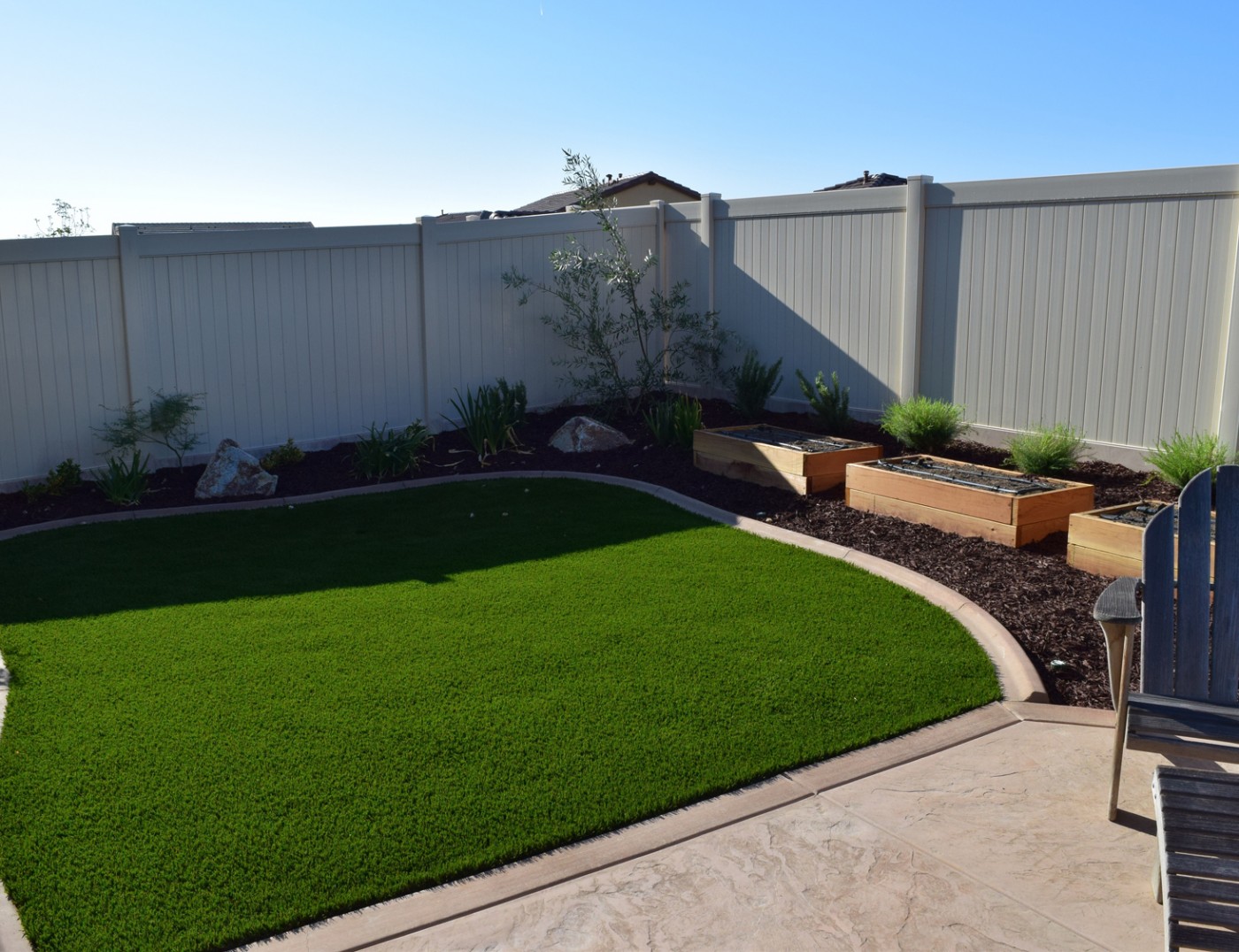 Artificial turf and garden boxes in Temecula McCabe's Landscape Construction