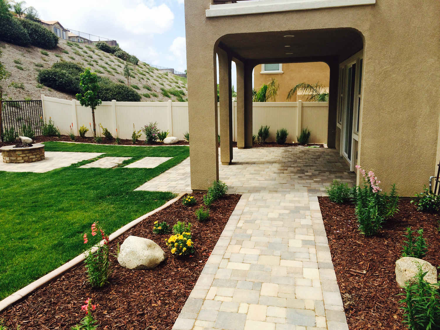 Pavers and grass in Temecula McCabe's Landscape Construction