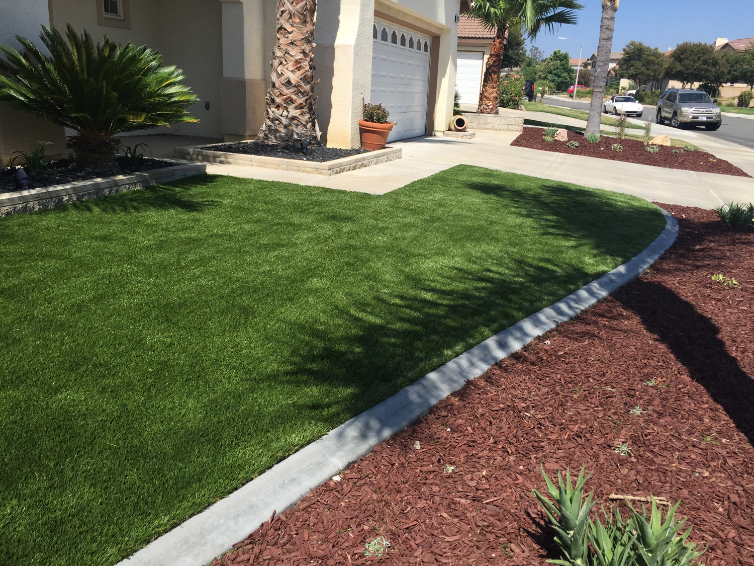 Artificial turf front yard in Temecula McCabe's Landscape Construction