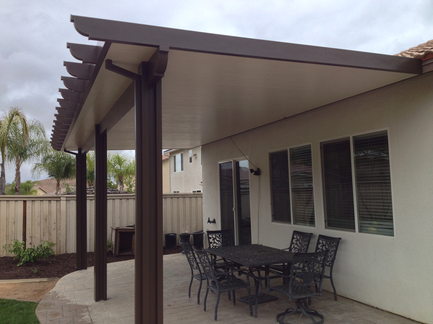Two colored patio cover in Lake Elsinore McCabe's Landscape Construction