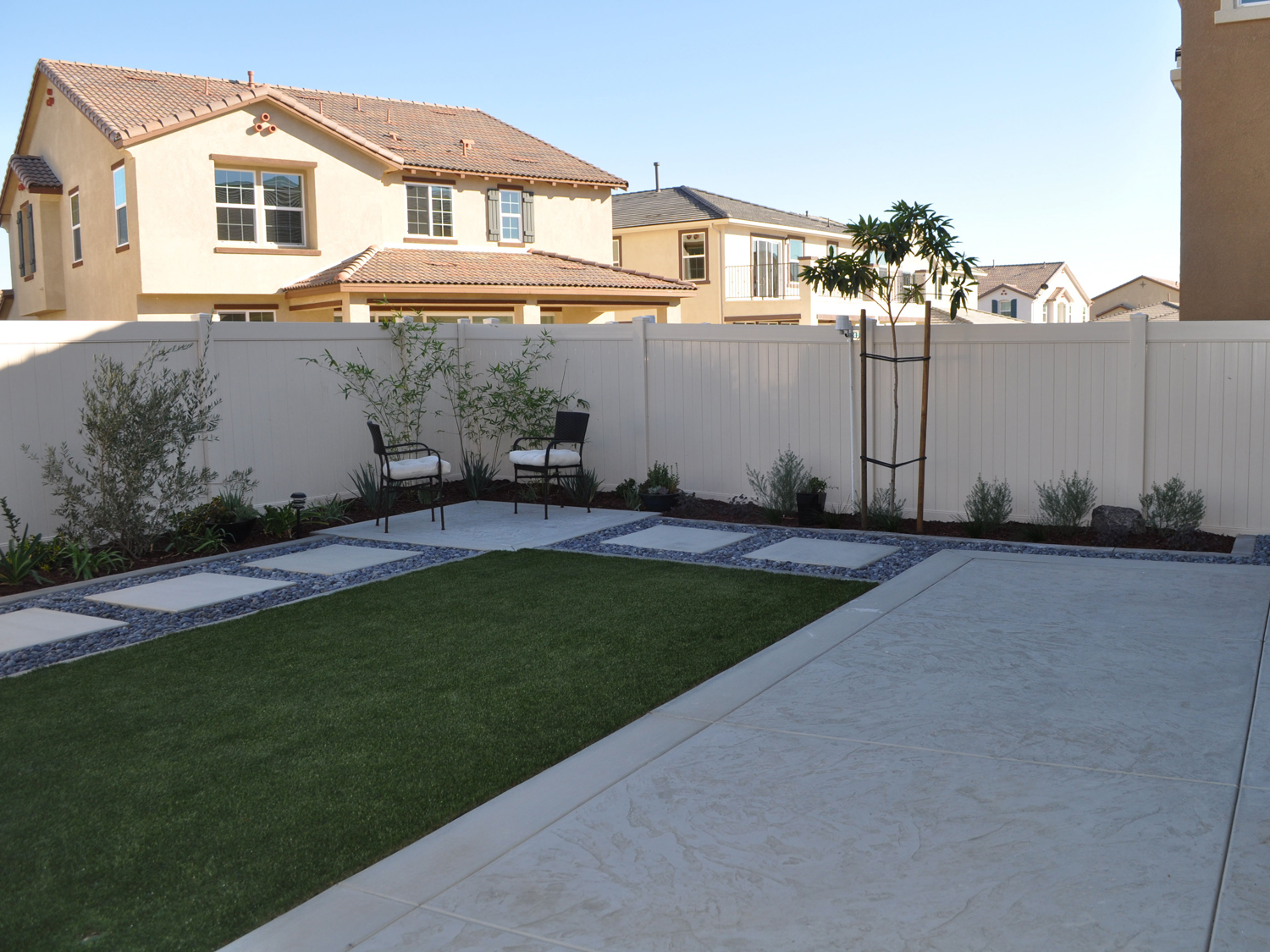 Modern concrete with artificial turf in Temecula McCabe's Landscape Construction