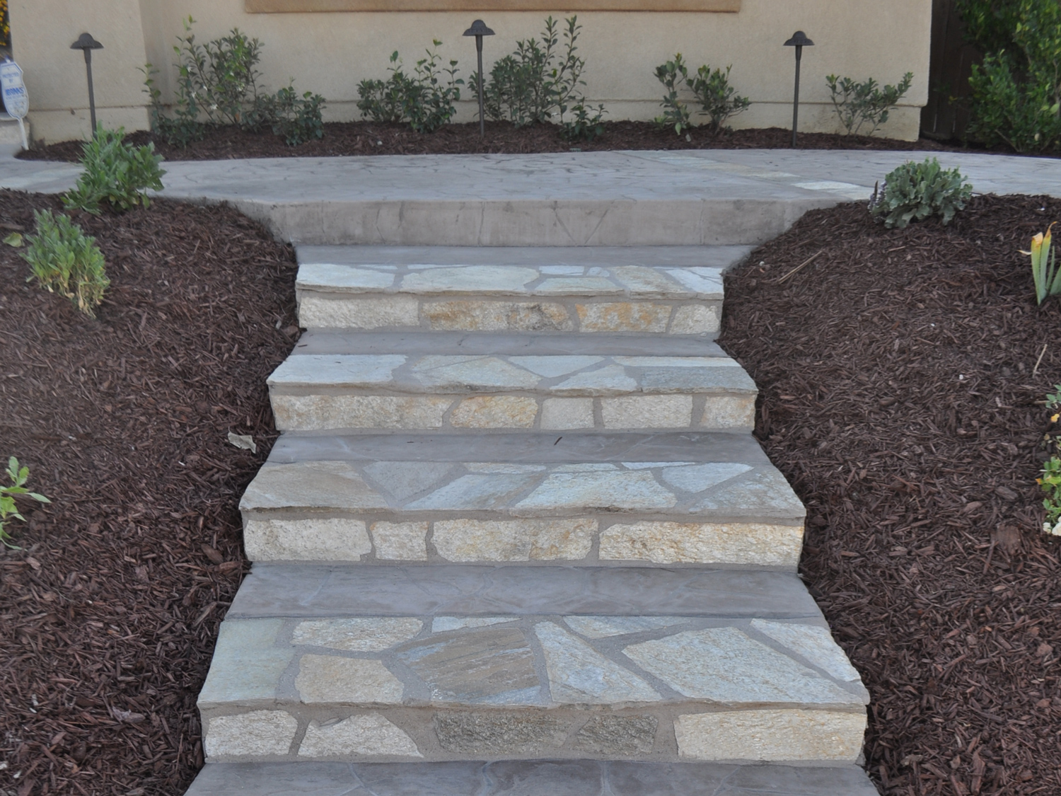 Flagstone edged steps in Temecula by McCabe's Landscape Construction