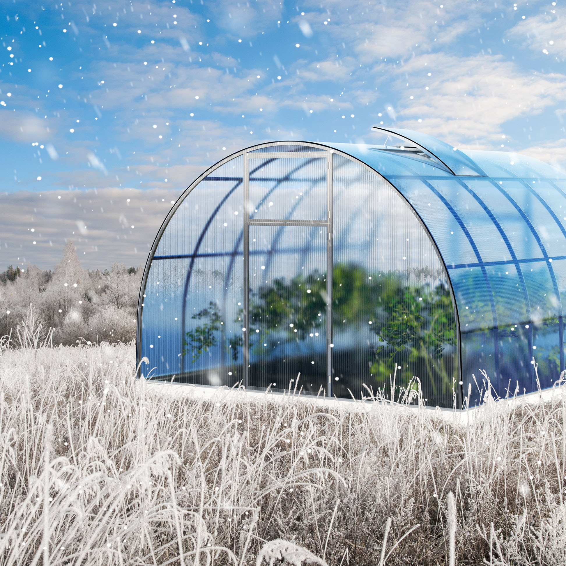 One Round Greenhouse In Winter McCabe s Landscape Construction