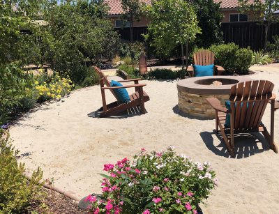sand area with fire pit