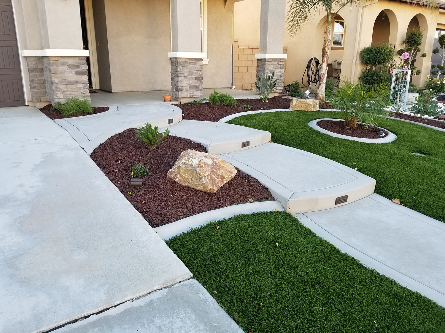 Front yard with artificial turf