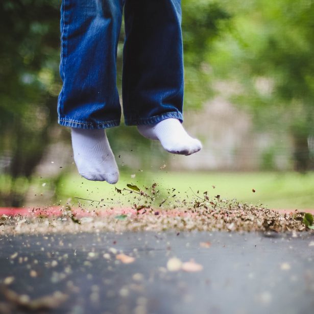 trampoline with child jumping