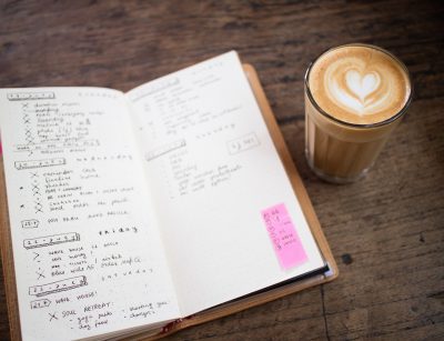 bullet journal and coffee
