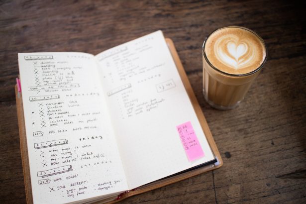 bullet journal and coffee