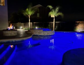 pool with colored led lights