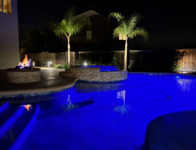 pool with colored led lights