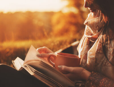 outdoor reading in autumn