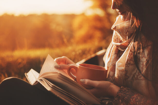 outdoor reading in autumn